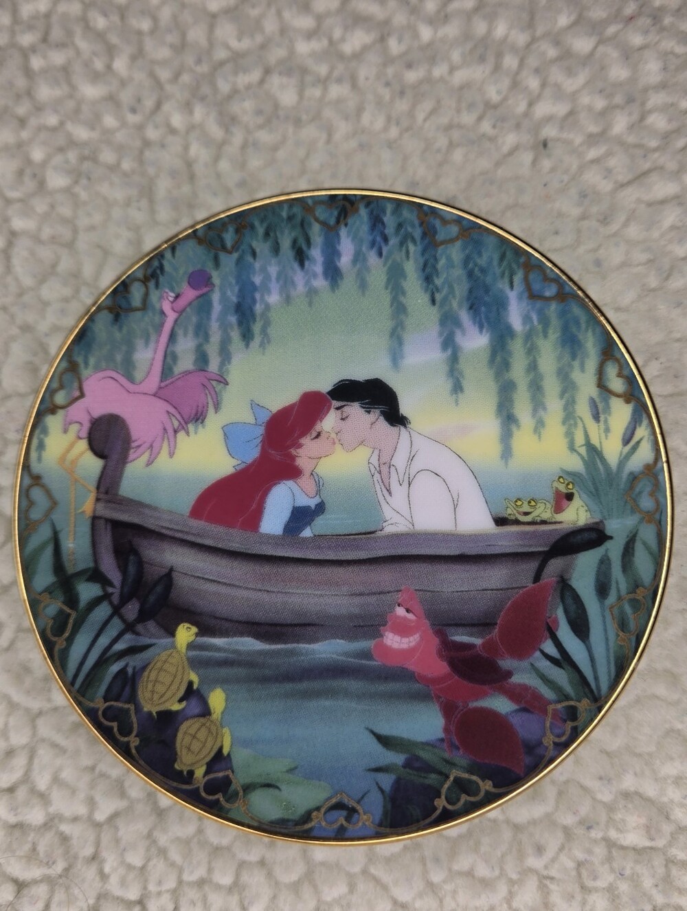 Disney White Ceramic Mini Plate "Kiss the Girl" Bradford Exchange